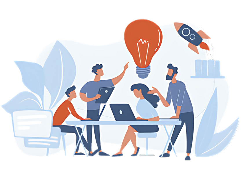 Business team working together, symbolizing innovation and success.